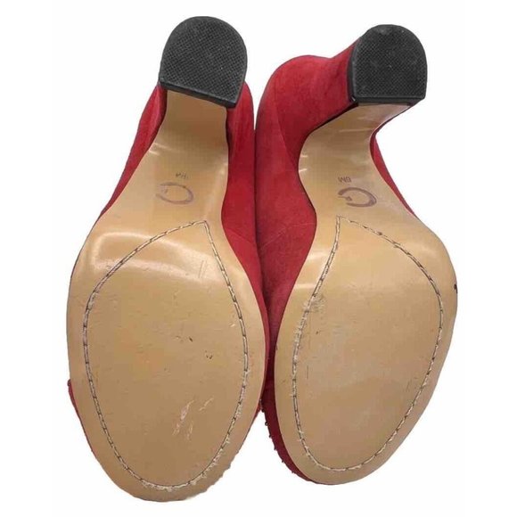 Cynthia Rowley Halo Womens Heel Pump Size 6M Red Beaded Suede Round Toe - Picture 9 of 11